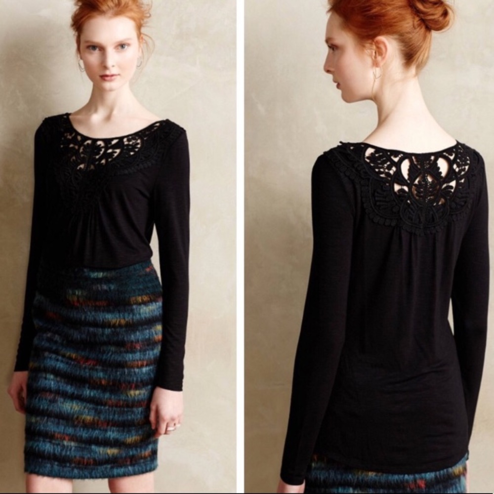 Anthropologie Meadow Rue Lace Long Sleeve Top